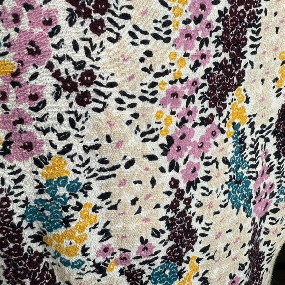 Free People Miss Right Dress Floral Print Tie Sleeves Cutout Detail Sz M - Picture 7 of 7